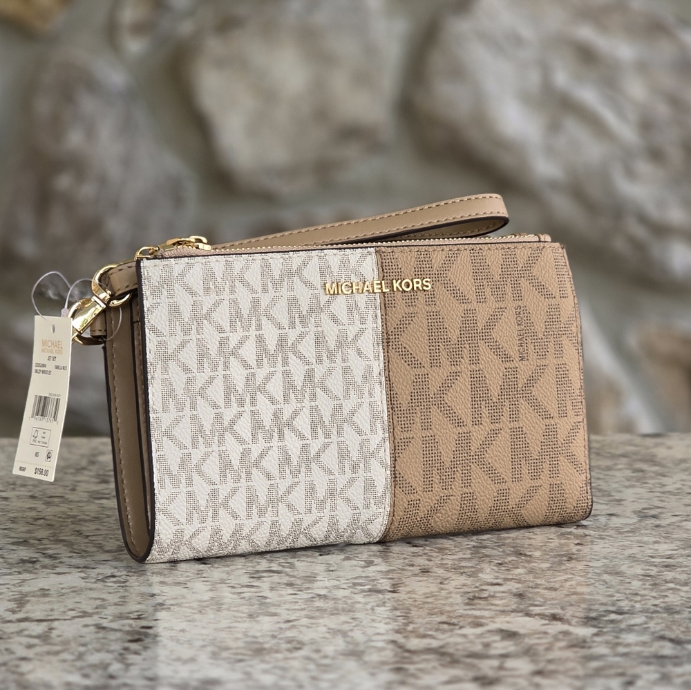 Michael Kors Jet Set Double Zip Color-Block  Large Wristlet
